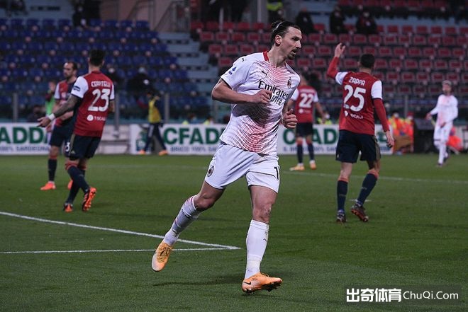 意甲-伊布造点+双响，AC米兰2-0卡利亚里3分领跑