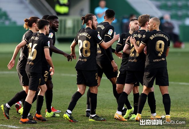 西甲-梅西缺阵德容传射，巴萨2-0客胜埃尔切升至第三