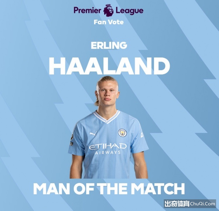 3射1传助曼城大胜,哈兰德以88.6%的得票率当选英超官方全场最佳