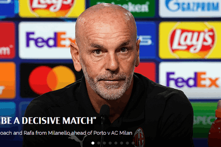海外情报：欧冠小组赛B组第3轮 波尔图vsAC米兰
