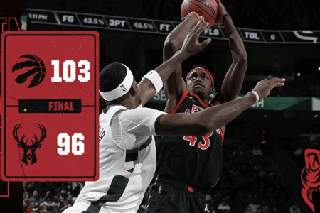 NBA战报：猛龙103-96雄鹿 西卡30分三双 字母哥30分17罚全中