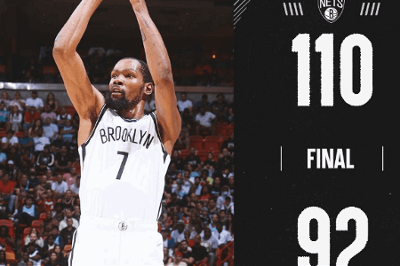 NBA战报：篮网110-92热火 杜兰特23+5阿德巴约14分