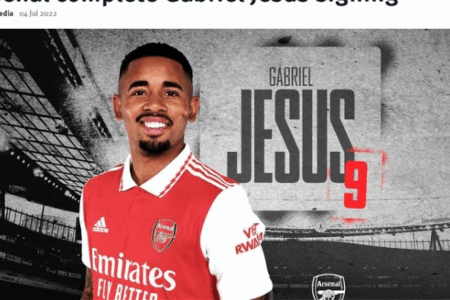 官方：阿森纳签下曼城前锋热苏斯