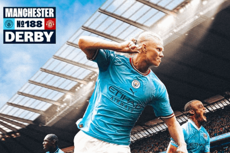 曼城晒海报预热第188场曼市德比：哈兰德出镜