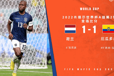 世界杯-加克波世界波恩纳-瓦伦西亚进球+伤退 荷兰1-1厄瓜多尔