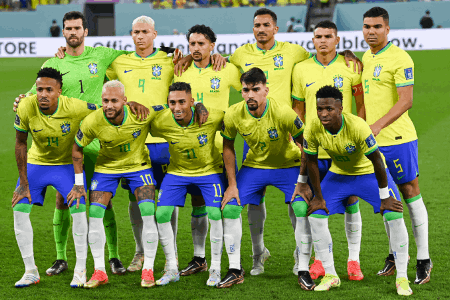 八强球队参加1/4决赛次数：巴西14次最多，英格兰10次第二