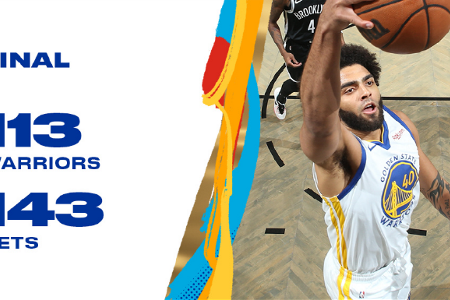 NBA：杜兰特23+7+5 怀斯曼30+6 普尔17投拿13分 篮网血洗勇士