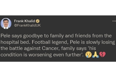 贝利已经在病床上向家人和朋友道别，他的病情进一步恶化了