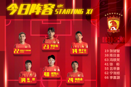 梅州VS广州队首发：广州队全员U23，艾菲尔丁、谭凯元出战
