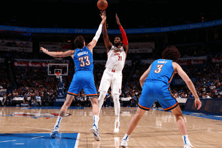 NBA：恩比德三双 哈里斯23+9 基迪20+9 76人大胜雷霆