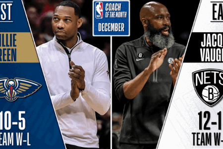 沃恩格林当选12月最佳教练