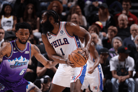 NBA：哈登31+11&末节18分 恩比德30+7 克拉克森38+9 76人险胜爵士