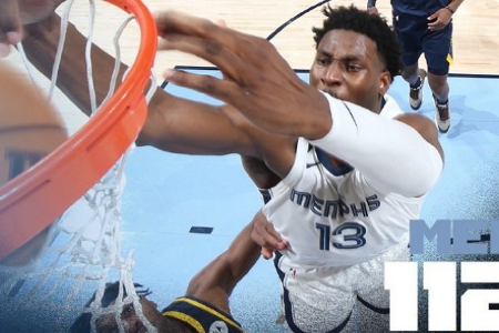 NBA：莫兰特三双 小贾伦28+8 马瑟林27+8 灰熊胜步行者止5连败