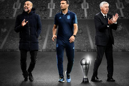 FIFA年度最佳主帅三人候选：瓜迪奥拉、斯卡洛尼、安切洛蒂