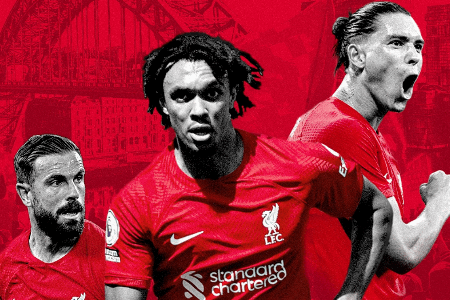 利物浦晒客战纽卡海报：阿诺德、努涅斯、亨德森出镜