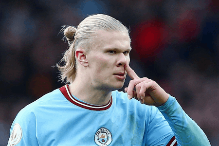 哈兰德个人前26轮英超打进28球，为英超同期历史纪录