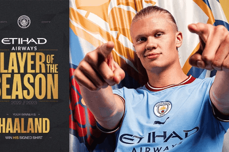 毫无悬念！曼城官方：哈兰德当选俱乐部本赛季最佳球员