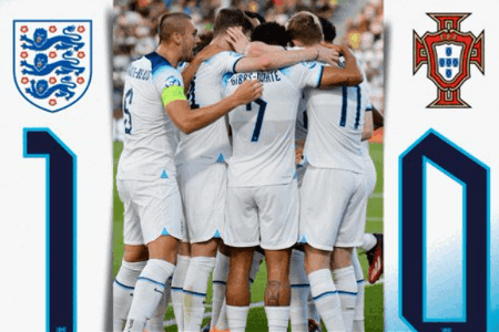 欧青赛-英格兰1-0葡萄牙进半决赛，戈登打进制胜球