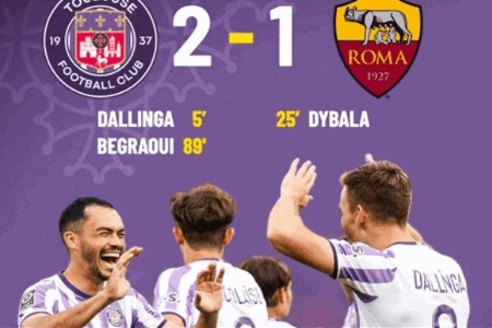 友谊赛-罗马遭绝杀1-2图卢兹，迪巴拉任意球死角破门