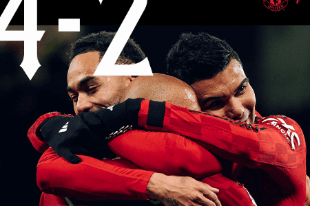 英超-曼联4-2布莱顿取三连胜 姆伯莫双响卡塞米罗传射库尼亚破门