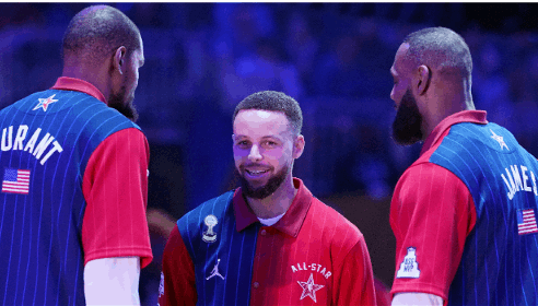 杜兰特：詹姆斯每次全明星都很专注 他不投半场三分&不用左手上篮