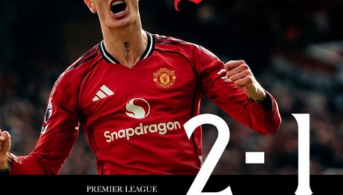 英超-曼联2-1逆转10人水晶宫 B费传射舍什科破门库尼亚造红点